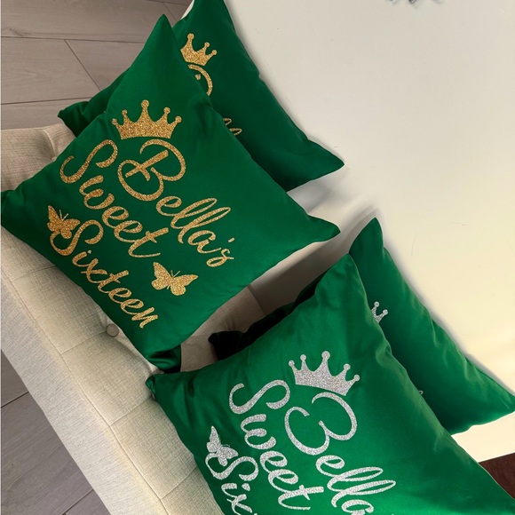 Green Sweet Sixteen Decorative Pillows
